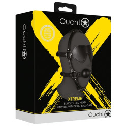 Ouch! Xtreme Bâillon Muselière avec Boule et Masque Gag Xtreme Noir